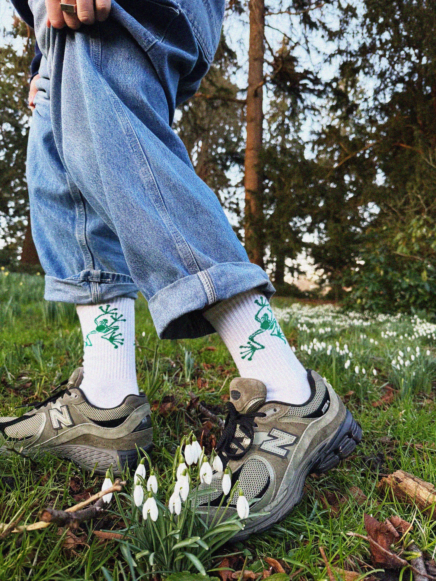 Croaker knit white socks